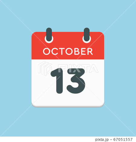 Calendar icon day 13 October, template icon date Calendar icon day 13 October, template icon date 67051557