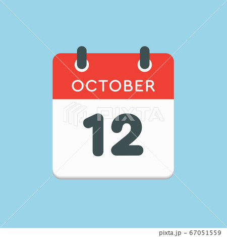 Calendar icon day 12 October, template icon date Calendar icon day 12 October, template icon date 67051559