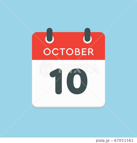 Calendar icon day 10 October, template icon date Calendar icon day 10 October, template icon date 67051561