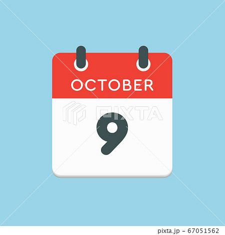 Calendar icon day 9 October, template icon date Calendar icon day 9 October, template icon date 67051562