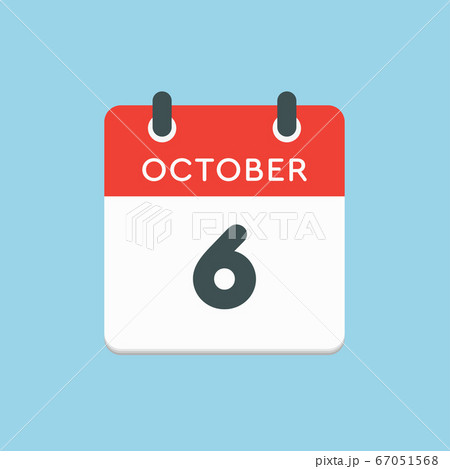 Calendar icon day 6 October, template icon date Calendar icon day 6 October, template icon date 67051568
