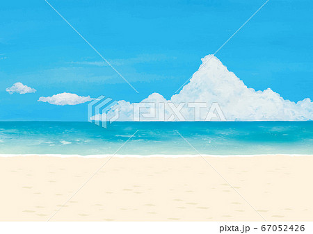 入道雲と青い空と海水彩画ベクター 67052426