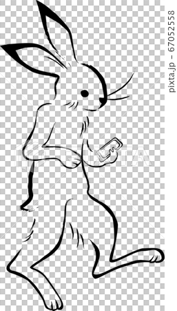 歩きスマホのウサギ（鳥獣戯画） 67052558