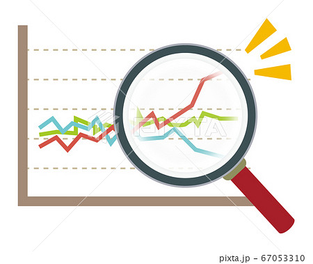 虫眼鏡でグラフを拡大するベクターイラスト ルーペのアイコン 矢印 株価上昇 景気のイラスト素材 [67053310] - PIXTA