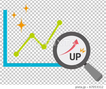 矢量圖用放大鏡放大圖表放大鏡圖標箭頭股票價格上漲業務 67053312