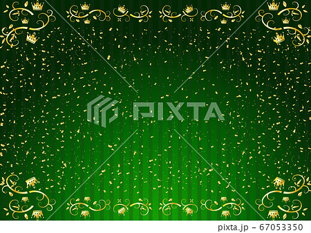 クラウンフレーム　紙吹雪　グリーングラデーションストライプ背景 67053350