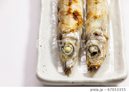 焼きニギスのアップ。(白バック) 67053355