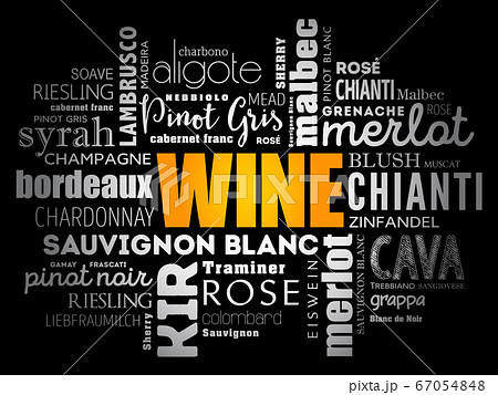 WINE VARIETALS Types word cloud collage 67054848