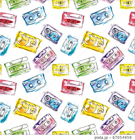 Seamless decorative audio cassette tape pattern 67054959