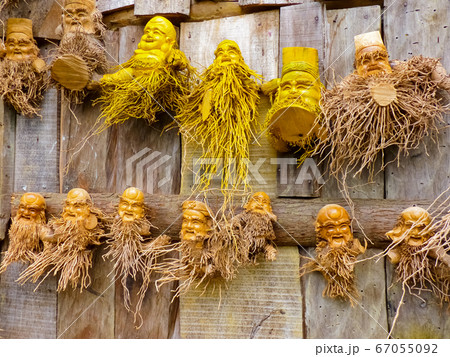 Bamboo sculptures in Catcat Hmong village near 67055092