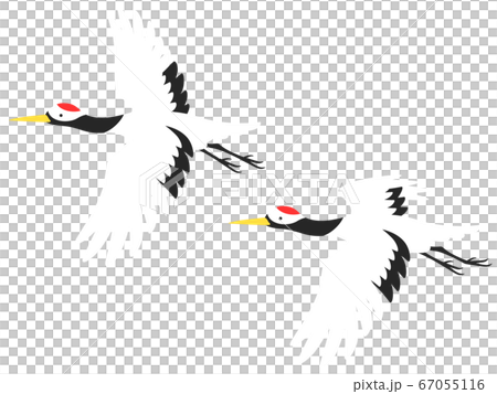 Illustration Of Two Cranes Flying In The Sky Stock Illustration