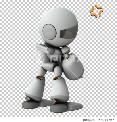 イライラして振り返る人工知能のロボット。3Dレンダリング。 イライラして振り返る人工知能のロボット。3Dレンダリング。 67055767