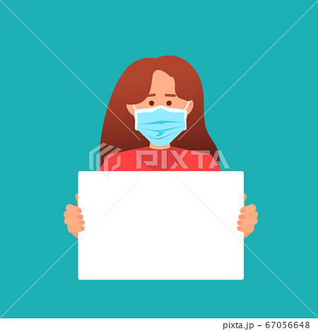 Woman in protective medical mask holding protest 67056648