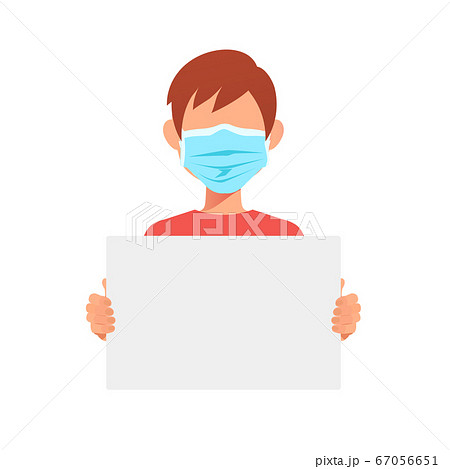 Doctor man in medical mask holding a blank protest 67056651