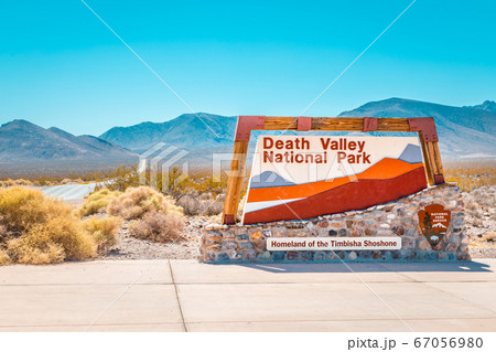 Death Valley National Park entrance sign, California, USA 67056980