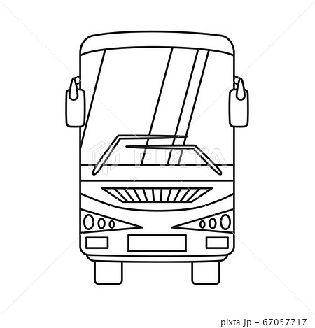 Line art black and white bus front view. Line art black and white bus front view. 67057717