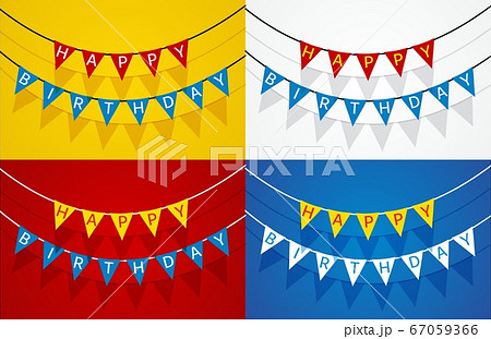 Decorative Pennant Garland Happy Birthday Greetingのイラスト素材