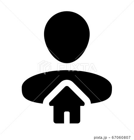 Hut icon vector with person profile avatar male user in a flat color glyph pictogram .illustration 67060807