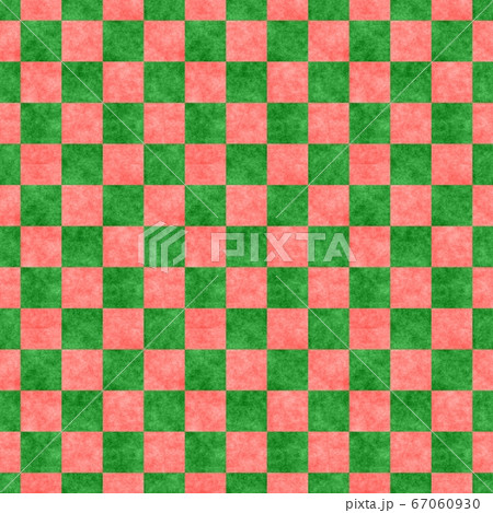市松模様 赤と緑色 スイカ パターンのイラスト素材