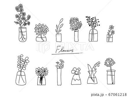 花瓶とお花たちのイラスト素材