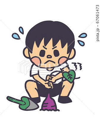 芋ほり さつまいも スコップ シャベル 秋 イベント イラストのイラスト素材