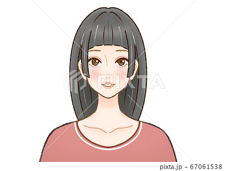 黒髪ぱっつんロング女性2のイラスト素材