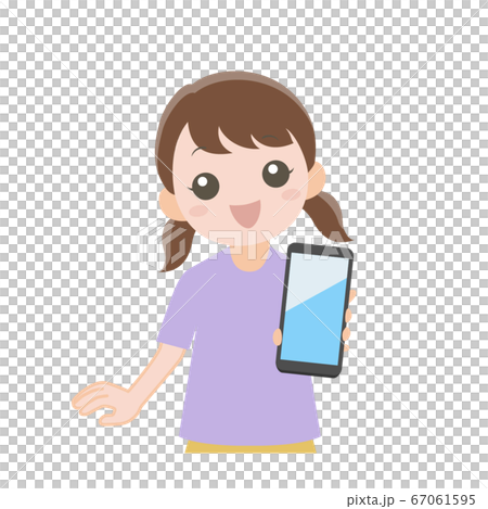 スマホを見せる女の子のイラスト素材