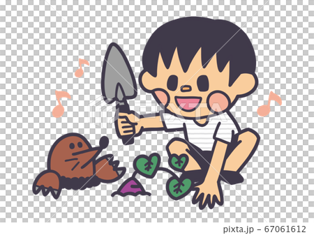 芋ほり さつまいも モグラ シャベル スコップ 秋 イベント イラスト 67061612
