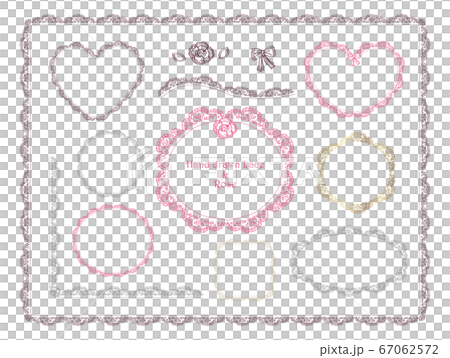 手描きレースとローズのアンティークフレーム 67062572