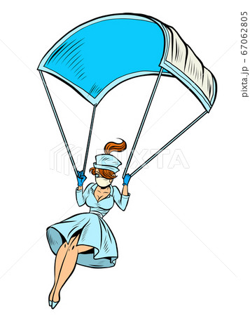 super hero nurse goes down on a parachute like a medical mask 67062805