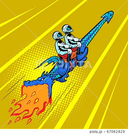 Astronauts fly into space on a dragon Astronauts fly into space on a dragon 67062829