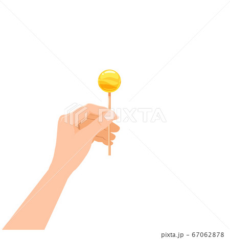 Hand hold candy Lollipop dessert sweetness. Vector illustration isolated cartoon style 67062878