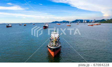Oil tanker and LPG tanker parking at sea oil port 67064228