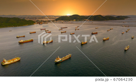 Oil tanker and LPG tanker parking at sea oil port Oil tanker and LPG tanker parking at sea oil port 67064230