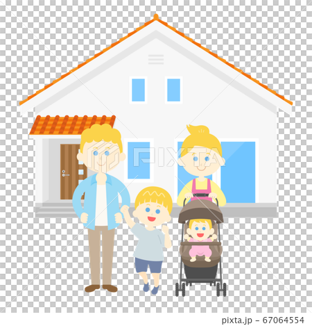 Caucasian family and own home illustration Caucasian family and own home illustration 67064554