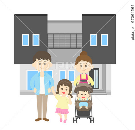 家族とマイホームのイラスト 家族とマイホームのイラスト 67064562
