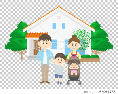 家族とマイホームのイラスト 67064572
