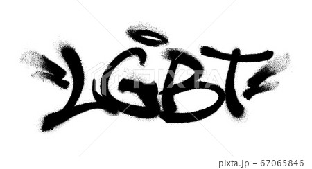 Sprayed LGBT font with overspray in black over Sprayed LGBT font with overspray in black over 67065846