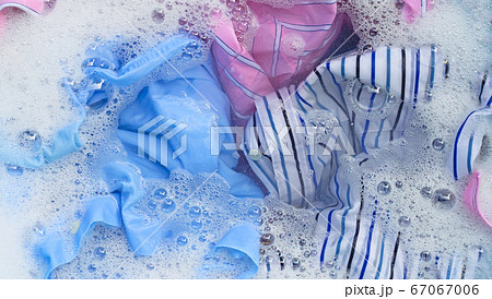Color clothes soak in powder detergent water Color clothes soak in powder detergent water 67067006