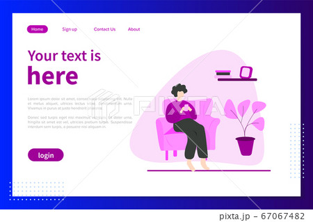 Girl talking cell phone on armchair Girl talking cell phone on armchair 67067482