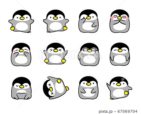 ペンギン アイコン かわいい セット イラスト素材のイラスト素材
