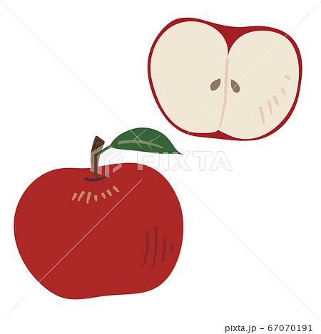りんご シンプルな果物のイラストのイラスト素材