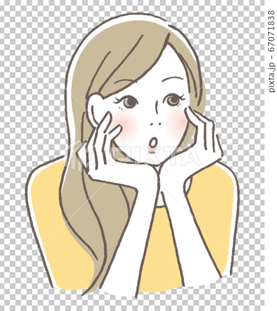 頬杖をついて考える女性 67071838