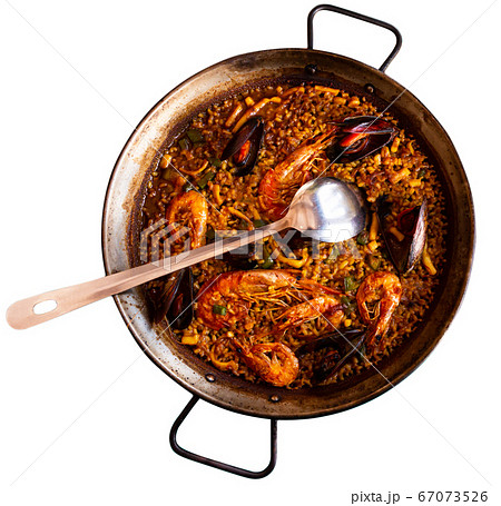 Paella with seafood – traditional Spanish dish Paella with seafood – traditional Spanish dish 67073526