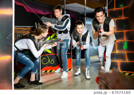 Cheery people aiming laser guns at other players 67074160