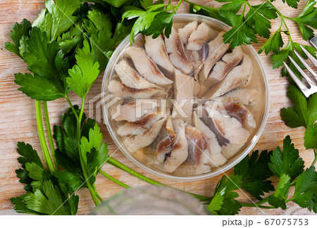 Natural fillet of herring in oil Natural fillet of herring in oil 67075753