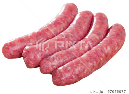 Raw bratwurst sausages Raw bratwurst sausages 67076077