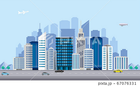 イラスト素材：都会のビル群、大都市、街 67076331