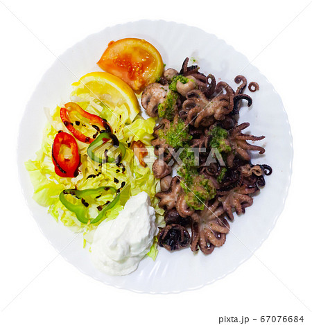 Baby octopus with salad Baby octopus with salad 67076684