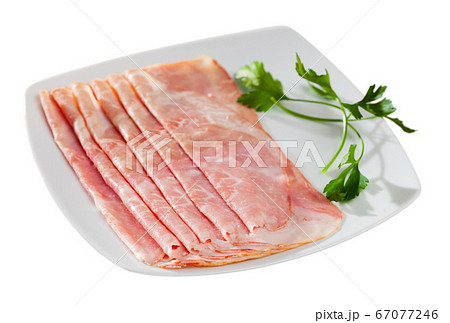 Boiled pork ham slices 67077246